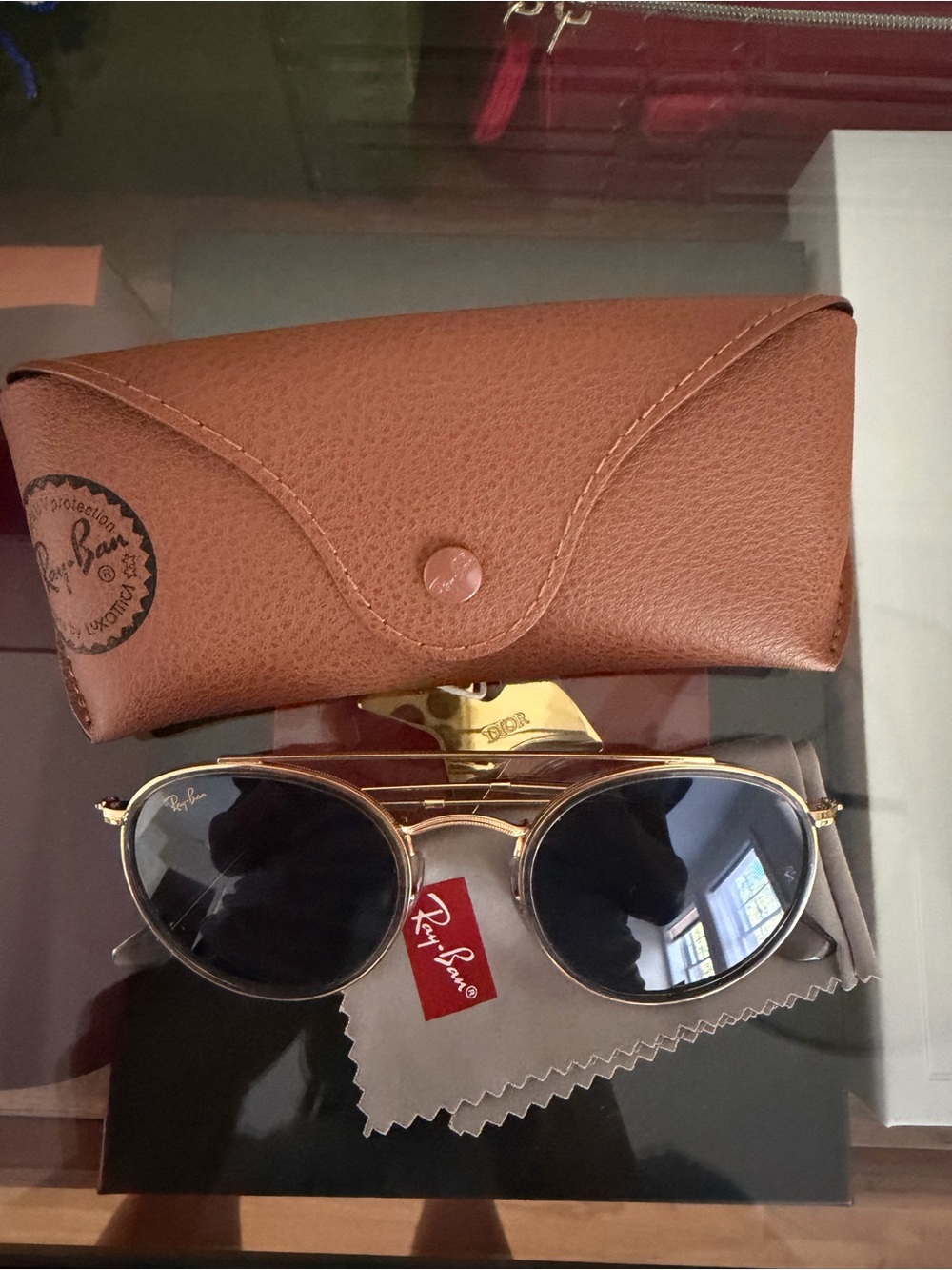 Ray-Ban Women's Gold Frame Black Lens Round Sunglasses